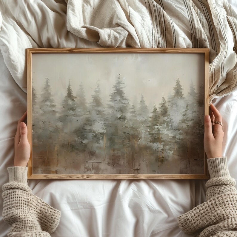 Printable Wall Art Abstract Forest Wall Art Christmas Trees Cabin Wall