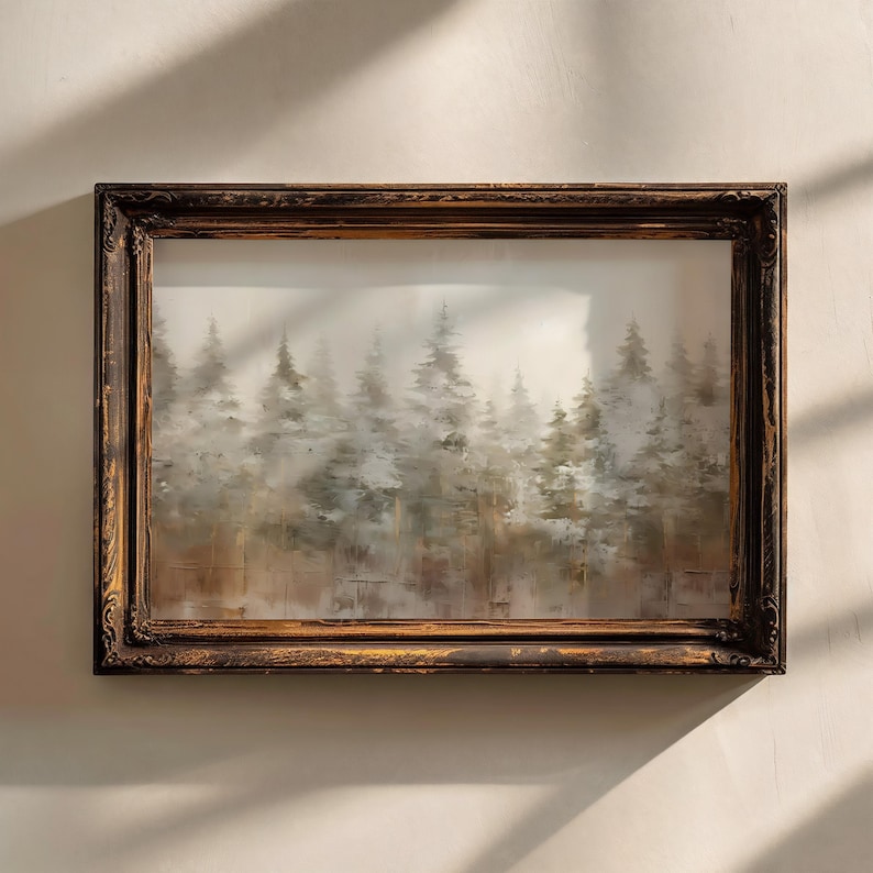 Printable Wall Art Abstract Forest Wall Art Christmas Trees Cabin Wall