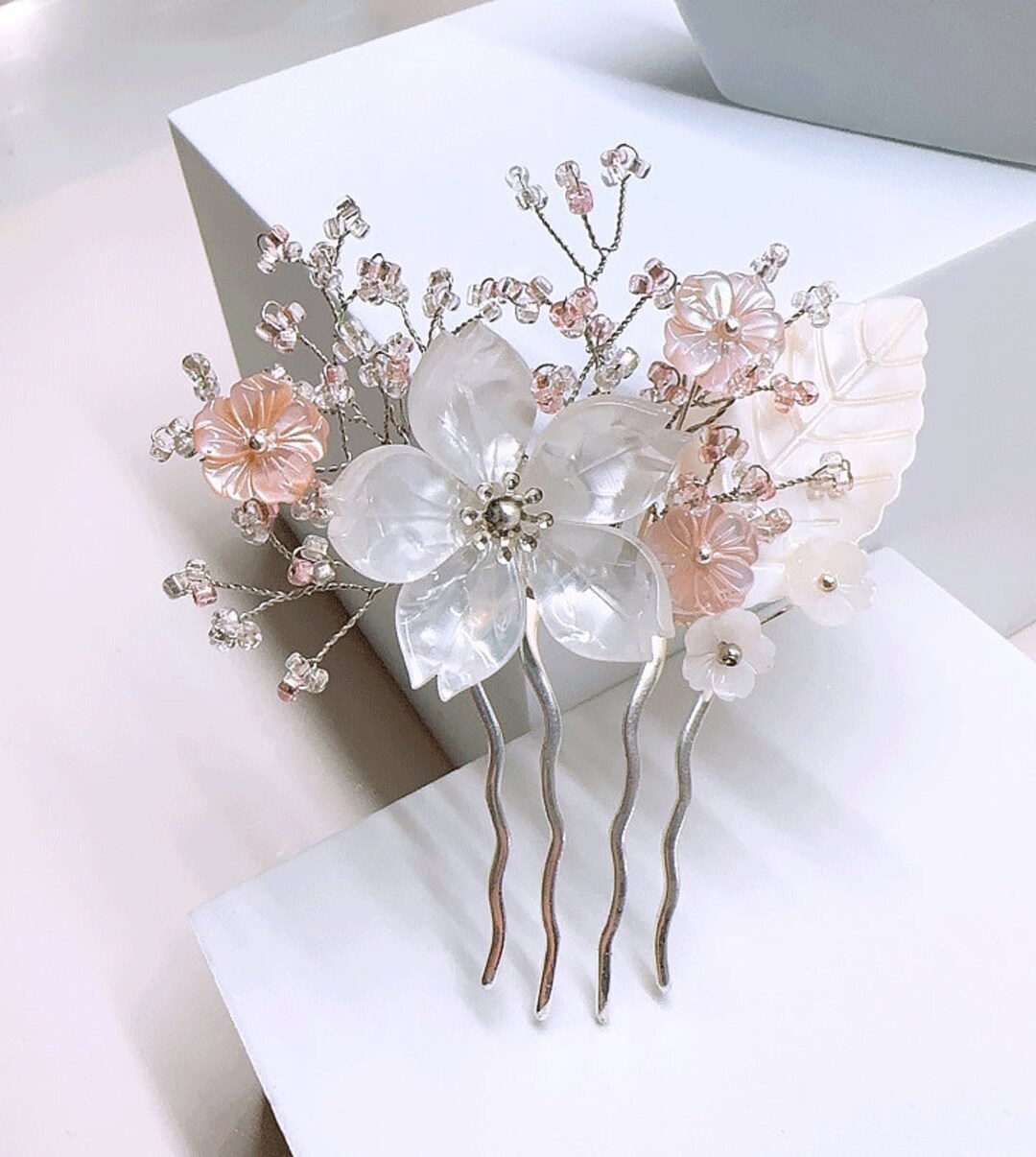 Traditional Korean Hairpin Hair Comb Motherofpearl Flower Handmade
