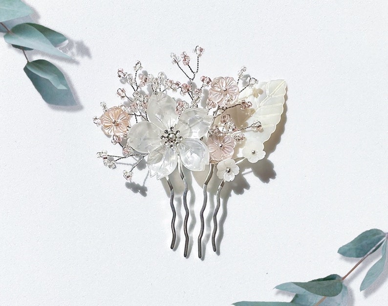 Traditional Korean Hairpin Hair Comb Motherofpearl Flower Handmade