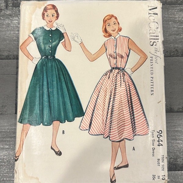 1960's VTG McCall's Teen Size 10 Two Ways Dress Pattern 9644 CUT