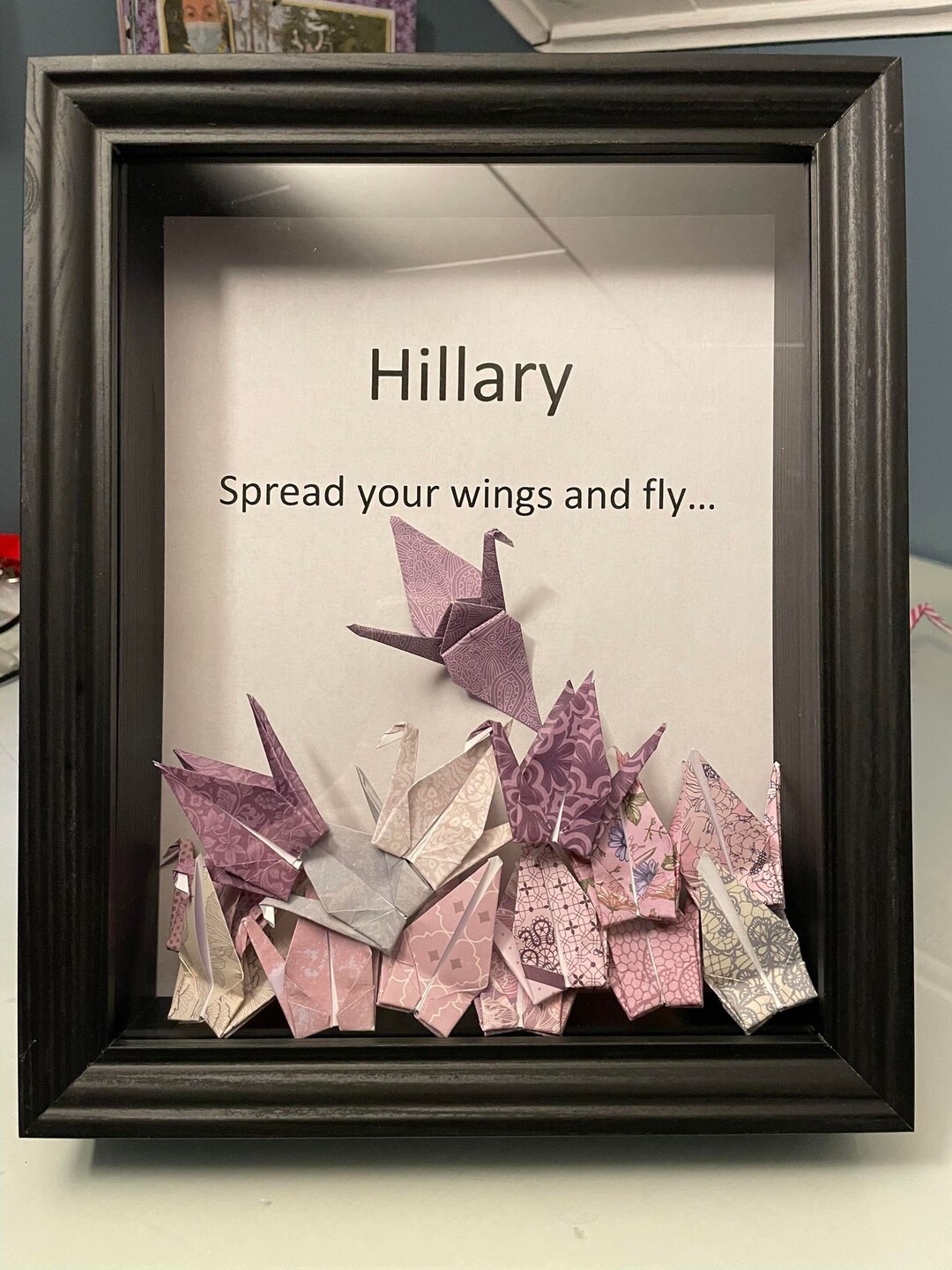 Personalized Origami Crane Shadow Box Etsy