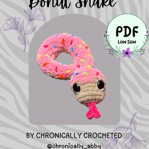 Donut Snake Crochet Pattern | Food Animal | Amigurumi | Crocheted Snake | Low Sew | Year of the Snake | Snakes | Reptile