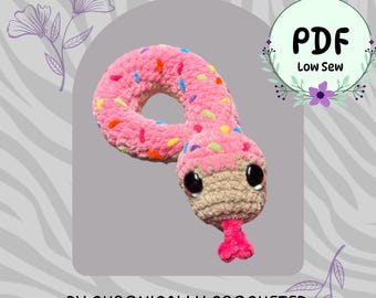 Donut Snake Crochet Pattern | Food Animal | Amigurumi | Crocheted Snake | Low Sew | Year of the Snake | Snakes | Reptile