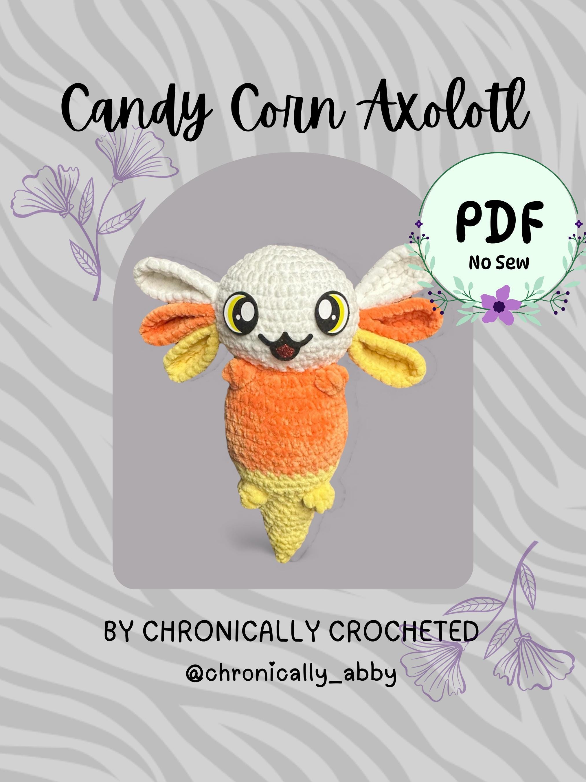 39 Candy Corn Crochet Patterns to Sweeten Your Autumn Decor 22 Candy Corn Axolotl Halloween Crochet Pattern Amigurumi