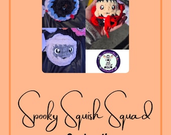 Halloween Squish Squad, seria 4 | Wampir | Mumia | Gałka oczna | Squishy | Wzór na szydełko bez szycia | Wzory na breloki | Amigurumi | Straszne