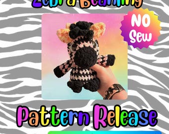 Wzór na szydełkową figurkę Zebra Beanling z obciążeniem | Wzór na amigurumi bez szycia | PDF | Poziom zaawansowany dla początkujących | Paski rzadkich chorób | Poliestrowe kuleczki | Miękka