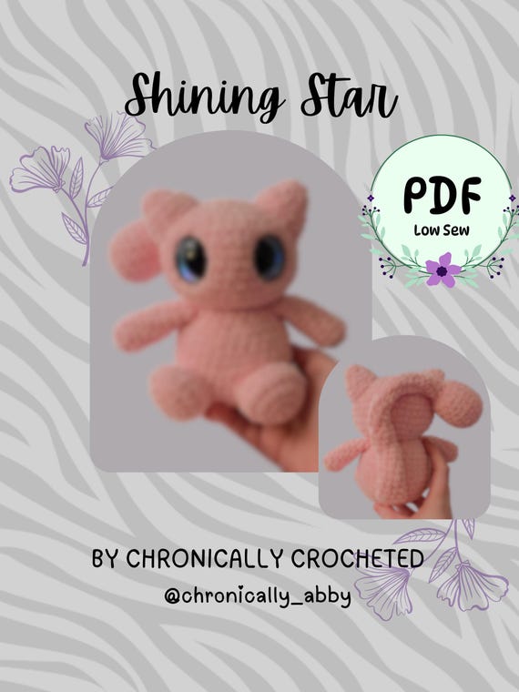 Shiny Star Mew Crochet Pattern Low Sew Amigurumi