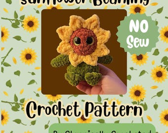 Sunflower Beanling Weighted Crochet Pattern   | No Sew Amigurumi Pattern | PDF | Intermediate | Summer Flower | Poly Pellets | Squishy
