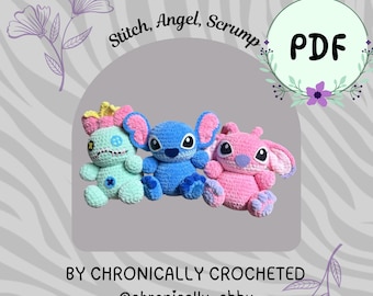Zestaw wzorów na szydełkową rodzinę Ohana | Amigurumi | Kosmita | Lalka Voodoo | Potwór | Ręcznie robione | Wzór szydełkowy w formacie PDF |