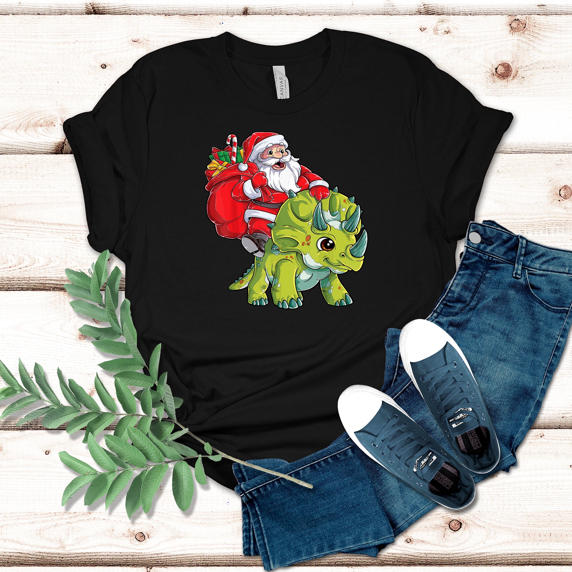 Discover Santa Triceratops Shirt For Kids, Christmas Santa Shirt, T-rex Dinosaur Outfit, Santa Snowflake Shirt, Dinosaur Tee For Boys, Christmas Gift