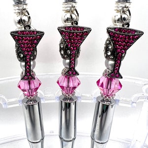 Crystal Martini - Gift for Her, Diva Pen, Happy Hour, Raspberry