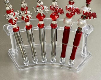 DST Elephant Beaded Pen, Crimson & Cream, Sorority Sister Gift