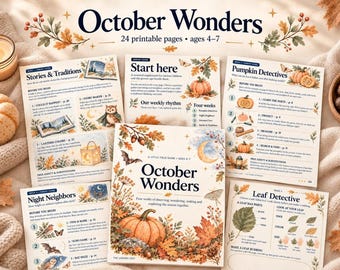 Libro de actividades sobre la naturaleza, PDF de 24 páginas para el estudio de la unidad de otoño para niños de 4 a 7 años.