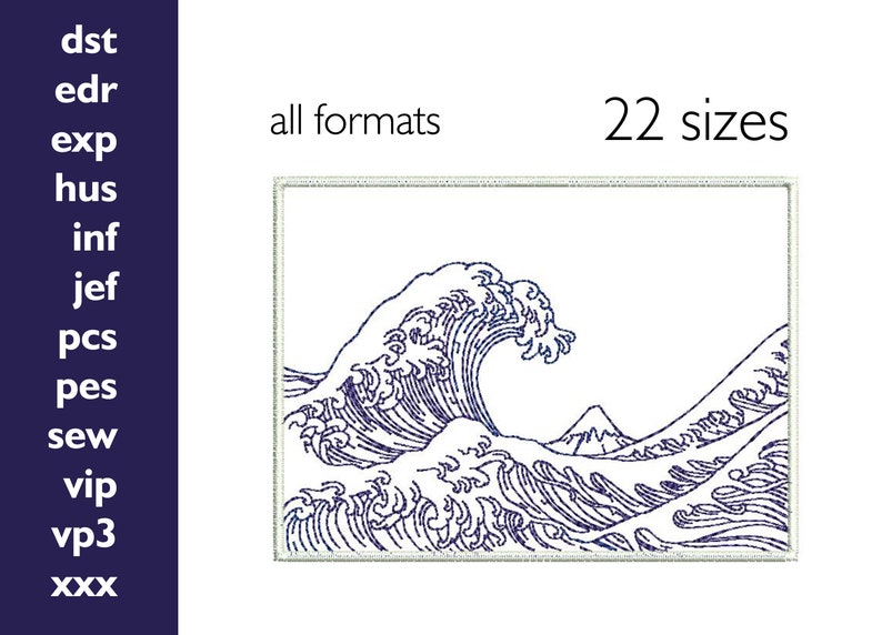 Wave Embroidery Design,ocean Wave Embroidery Designs for Machine,line