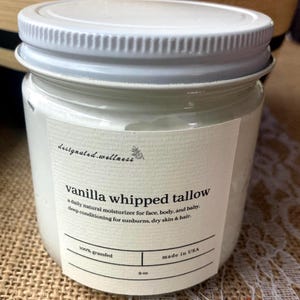 Whipped Vanilla Tallow Moisturizer | Grass-Fed Beef Tallow | Face and Body Cream | Natural Skincare | Organic Lotion | Made in USA