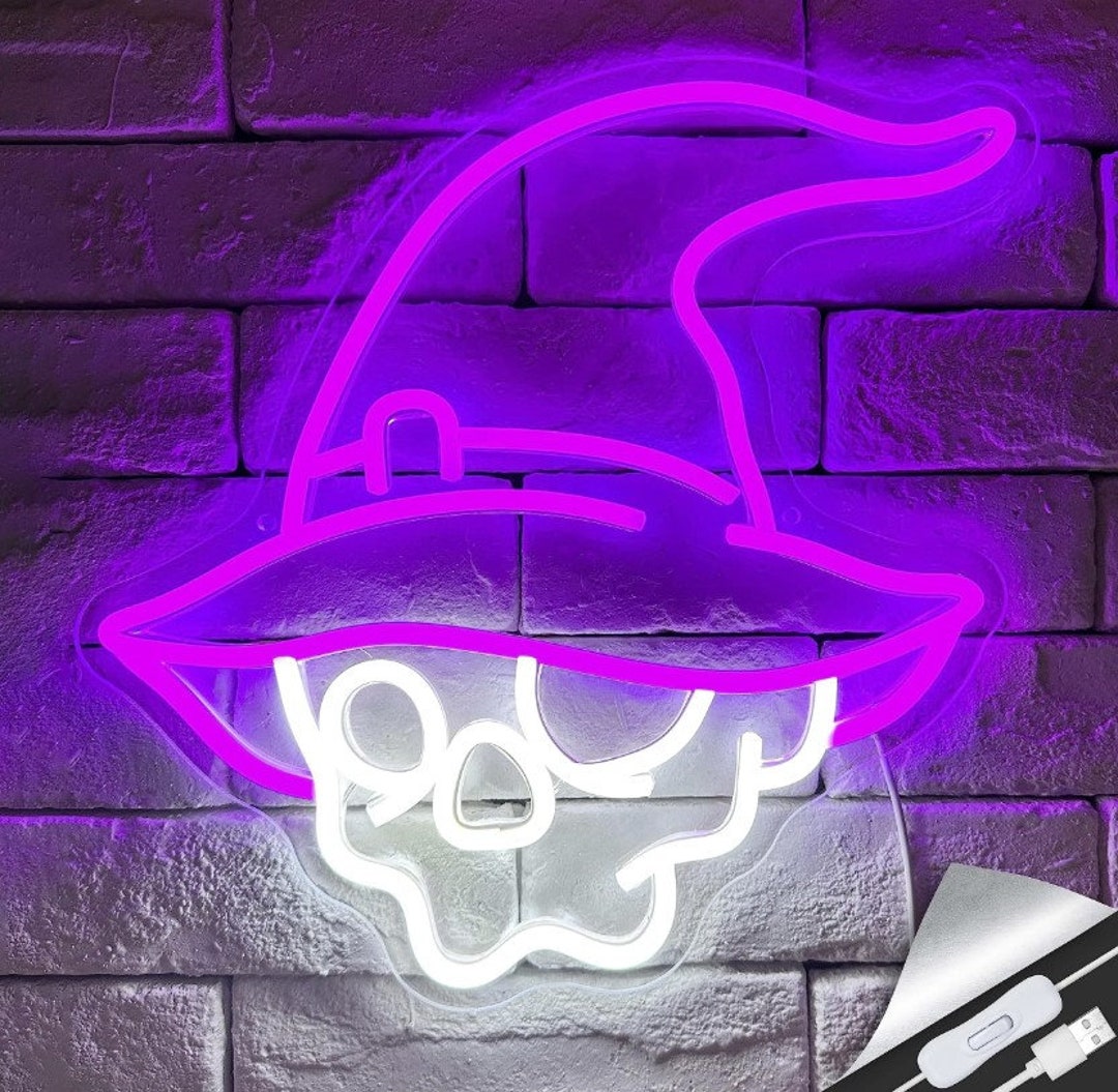 Astuddy Halloween Skull Neon Sign - "Don't Look Back" LED Neon Wall Light With Skull And Bone - View #6
