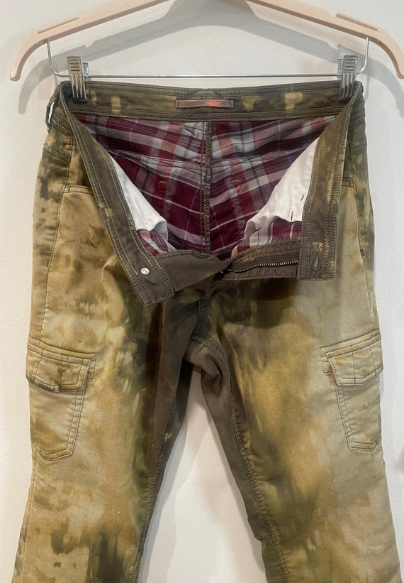 Green Cargo Pants Bleach Dyed Upcycled Reworked One of a Kind