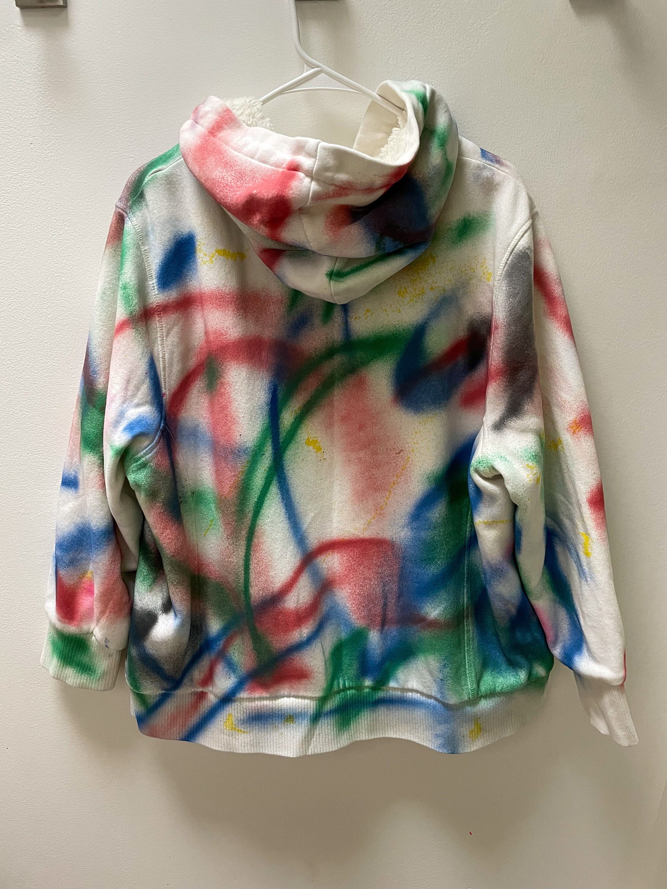 Spray Painted Hoodie Upcycled + One of a Kind - Fur Lined