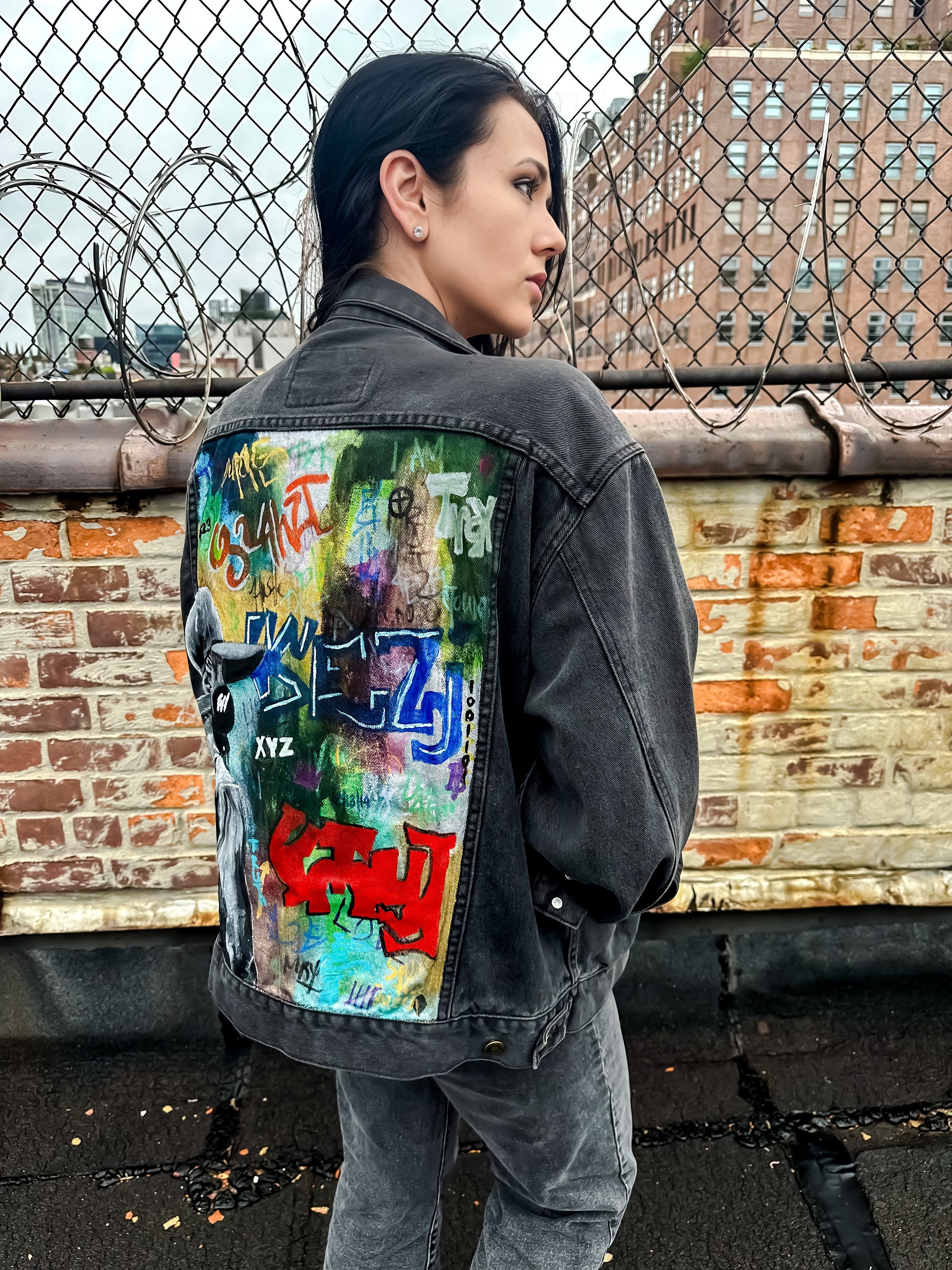 Graffiti on shop jean jackets