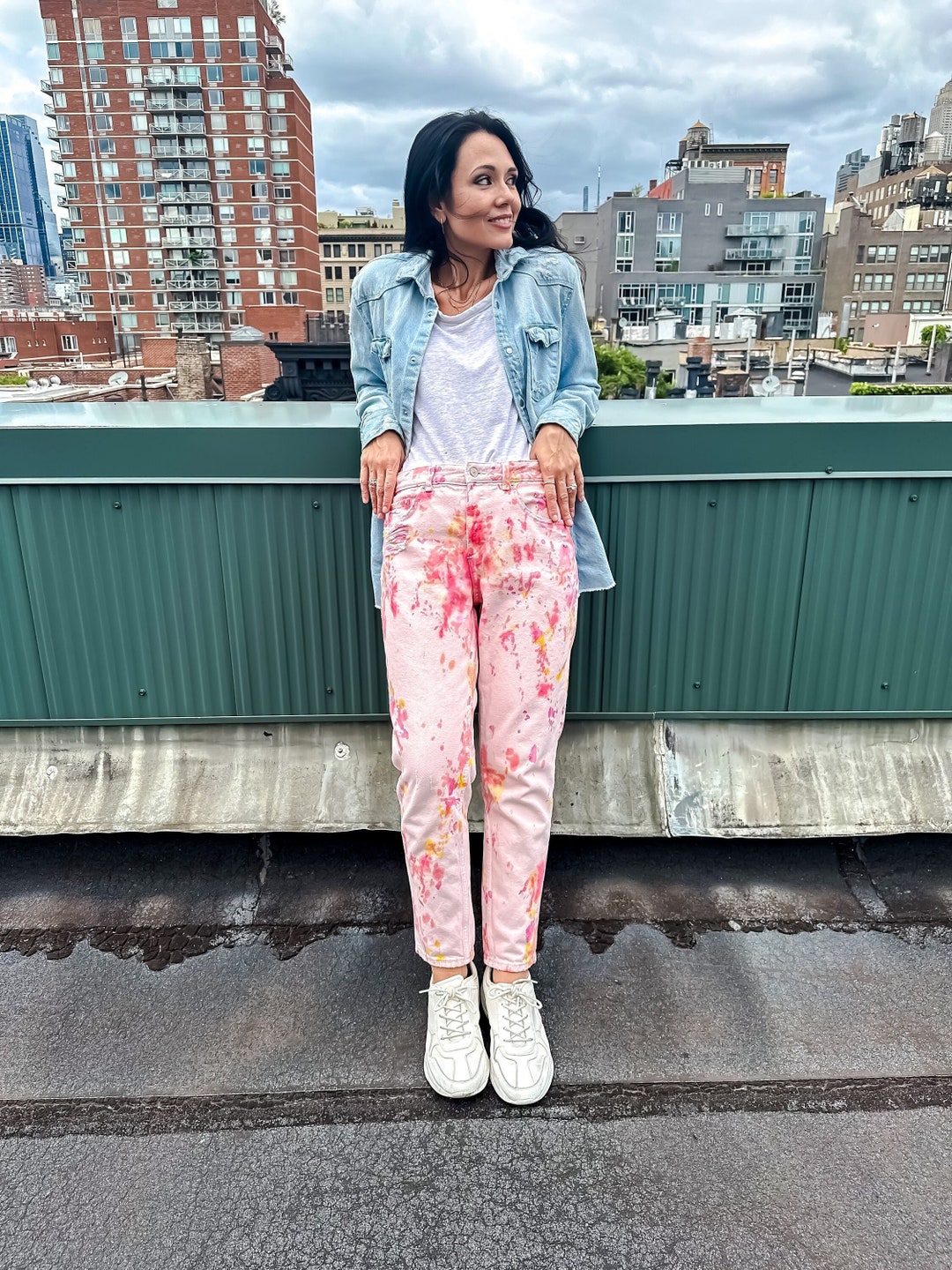 【SURGERY】Painted Clover Jeans Pink Denim SURGERY] surgery painted clover jeans - pink denim - VISUAL AID
