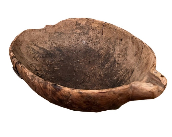 RARE 16/1700s Norwegian RUSTIC serving tray/trau/Dough Bowl with beautiful patina, Country/ farmhouse style Primitive Wood Trough With Spout
