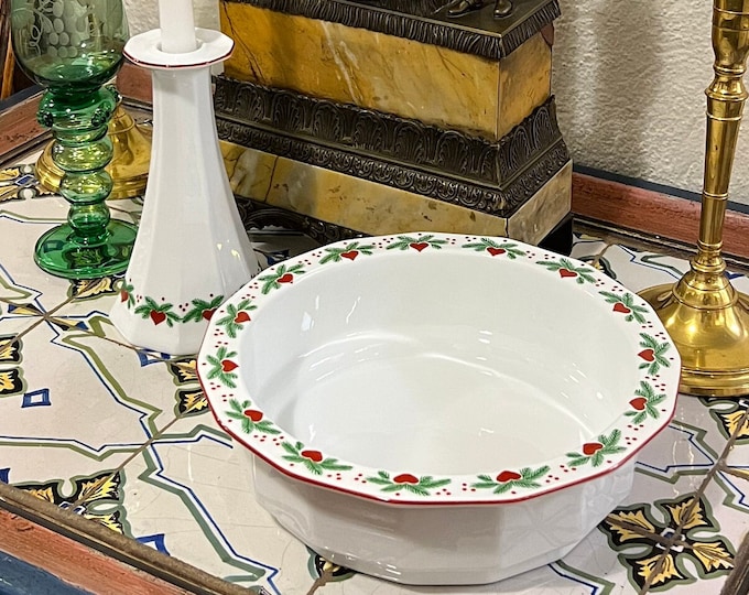 Dia 23.5CM Large Porsgrund 'Hearts & Pines' Norwegian design serving bowl, Vintage design Norway/Scandinavian design Christmas table serving