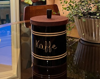 1960s Swedish Coffee / Kaffe Canister /Jar / Container with teak lid, Scandinavian / Nordic Mid-century modern Retro kitchen storage box