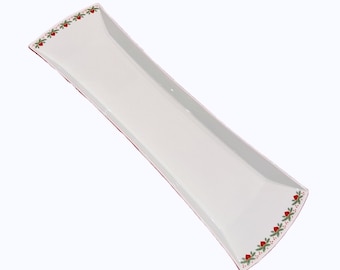 L.52.5cm RARE Porsgrund 'Hearts & Pines' Norwegian design serving plate, Vintage Norway/ Scandinavian design Christmas table serving