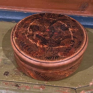 Dated 1759 Antique Norwegian Memory & Keepsake Box,JEWELRY BOX with handpainted details, Scandinavian/Norwegian folkart,collectible