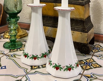 Rare Porsgrund 'Hearts & Pines' Norwegian design candlestick/candle holder,Vintage design Norway/Scandinavian design Christmas table serving