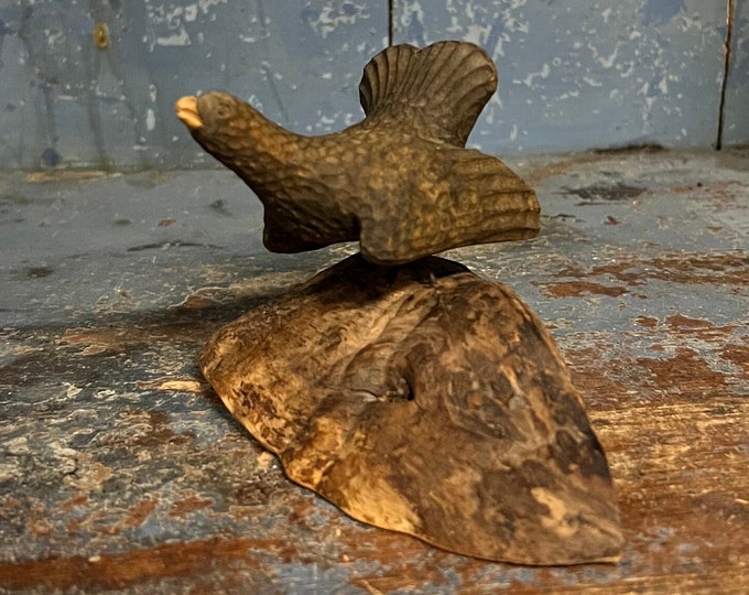 Dated 1982 stunning handcrafted "Capercaillie / Wood Grouse", Native Norwegian Art, RARE Scandinavian folk art sculpture, wood carving