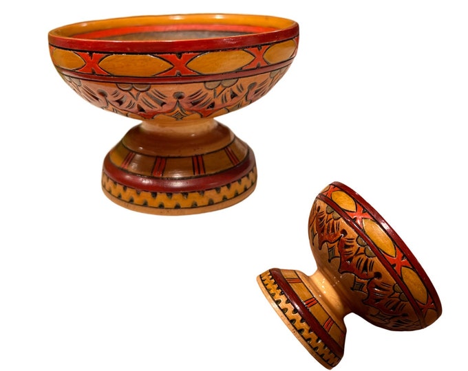 Dated 1968 Important Norwegian Handcarved Candy/Sugar stand by Olav Fyrileiv(1875-1975) , folkart folk art folk-art Norway, Collectible