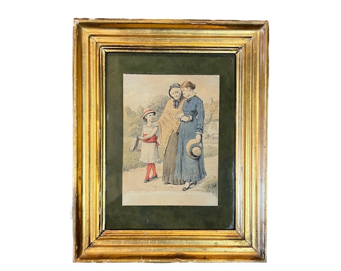 Dated 1884 Original painting "Grandmother" by Carl Thomsen (1847 –1912), signed and dated, Rare Danish/Scandinavian art