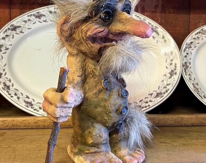 21cm Vintage NYFORM Norwegian troll handmade, RUSTIC Nordic / Scandinavian folkart, norsk heritage gift, RARE collectible