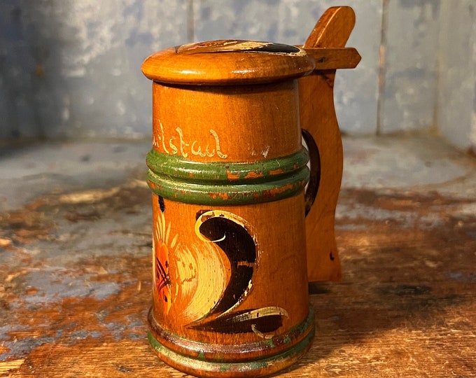1920/30s Miniature Rosemaling jug / tankard, Nordic/ Scandinavian folkart hand-carved/handcrafted, Housewarming, Christmas gift