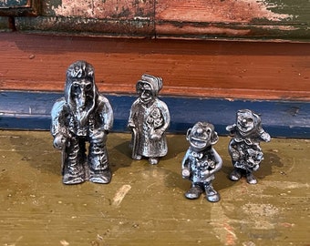 Vintage "Troll Family" Pewter figurines from Norway, Traditional Norwegian/Scandinavian Mid-century modern collectible tin figures