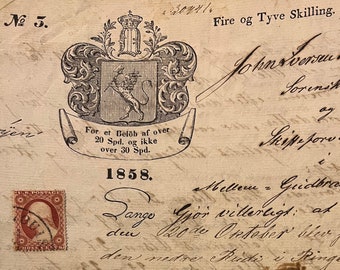1857/58 EXTREMELY Fine Rare used US 3c George Washington stamp St. Louis Mo. circular datestamp, and 1 Norwegian handwritten doc. from 1858