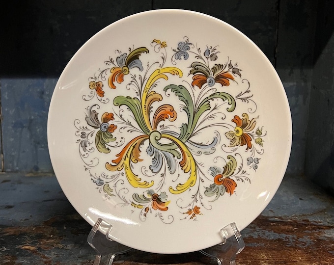 RARE 1960s Porsgrund Torstein Ronjom handpainted Norwegian Nordic /rosemaling pattern wall hanging Plate Nordisk folk art, Collectible