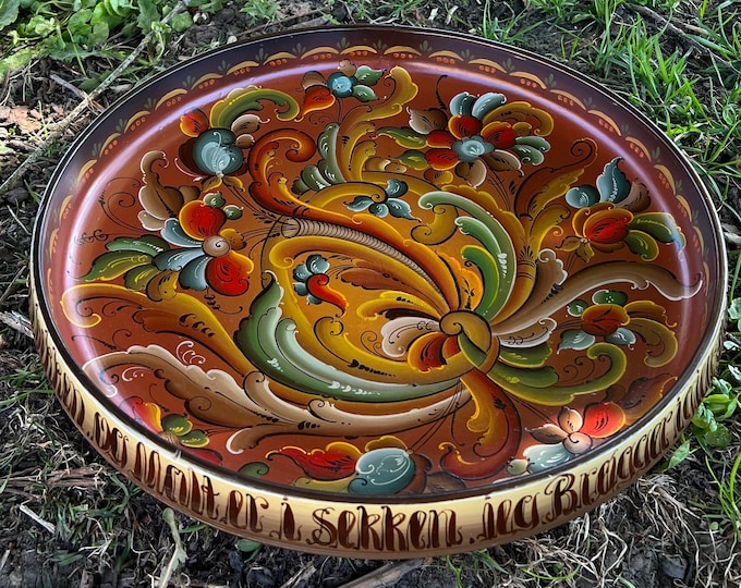Dated 1978 Rare LARGE Telemark rosemaling beer bowl, professional painted and signed folkart folk art from Norway Collectible