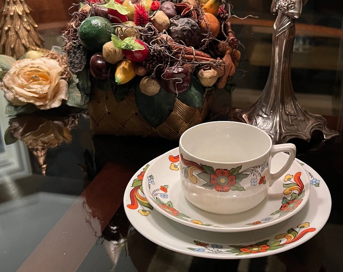 1910/20s' Rare antique Norwegian Nordic pattern Cup, Saucer & Plate, Scandinavian/Nordisk folk art, Collectible