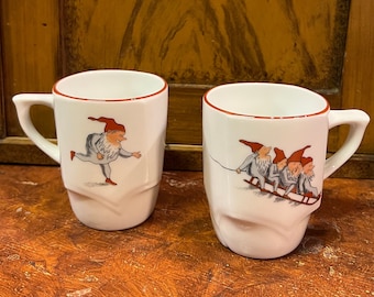 5 SOLD Rare Porsgrund Porcelain NISSE Christmas Coffee/Tea Mug. Vintage from 1990s. Collectible.
