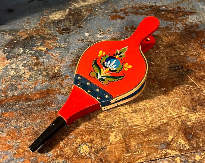 Stunning Norwegian Fireplace Bellows/Blower souvenir with Rosemaling, Vintage Scandinavian folkar wall hanging, Housewarming/wedding gift