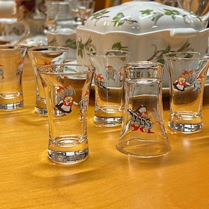 RARE Vintage Nisse shot /  liqueur glass Norwegian Porsgrund design nisse motifs, Scandinavian design Christmas table serving