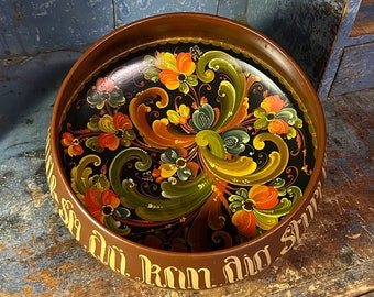 Dated 1983 One of the best-Rare Telemark rosemaling beer bowl Dia.25cm, professional painted signed folkart folk art from Norway Collectible