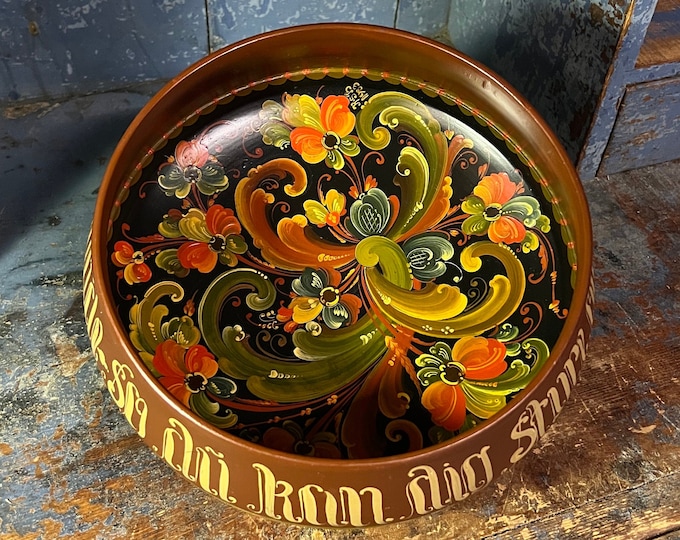 Dated 1983 One of the best-Rare Telemark rosemaling beer bowl Dia.25cm, professional painted signed folkart folk art from Norway Collectible