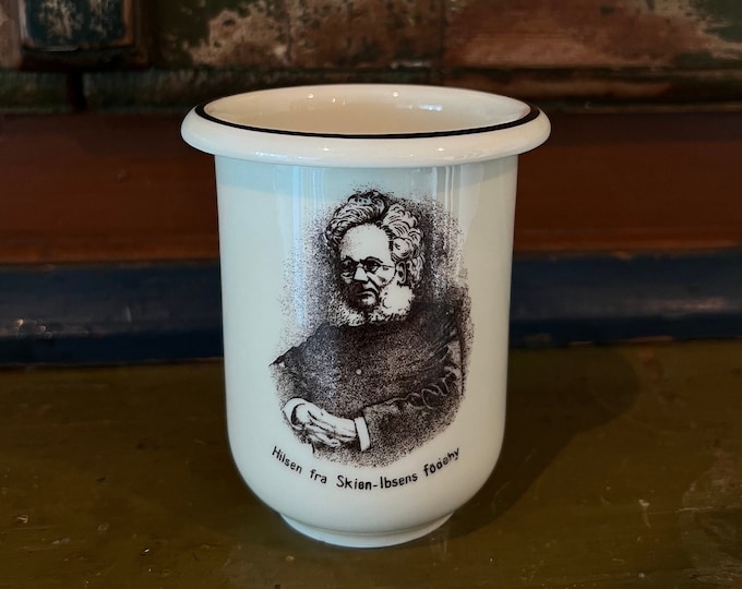 Rare 1930s antique Porsgrund Porcelain ART DECO style vase with Henrik Ibsen theme, Collectible Norwegian design