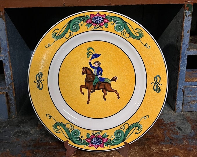 RARE Porsgrund groom plate with  rosemaling pattern, Norwegian/Scandinavian design wedding gift, collectible