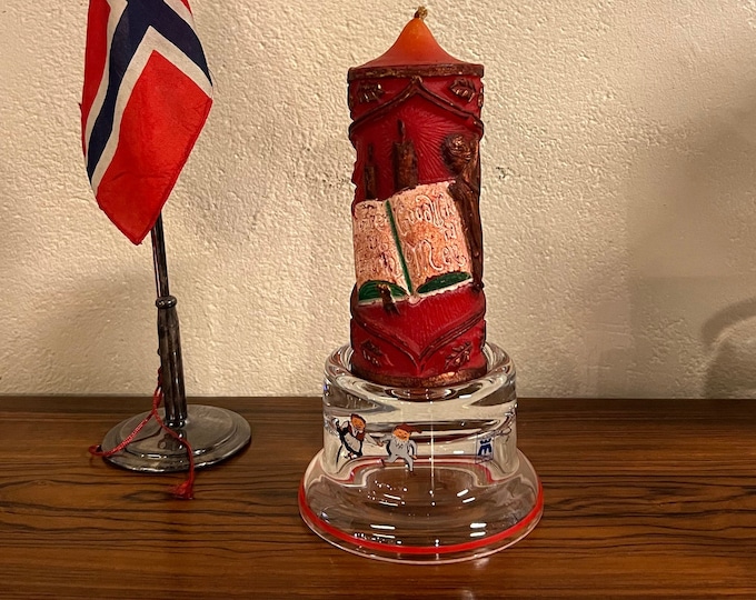 RARE Magnor Nisse Candle/Tea light holder Norwegian Porsgrund design nisse motifs, Scandinavian design Christmas table serving, COLLECTIBLE