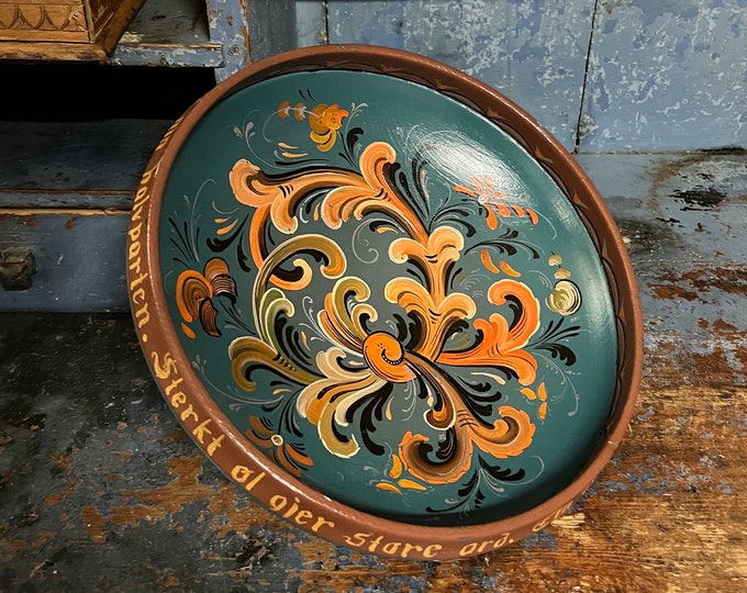 Dated 1968 Stunning Telemark rosemaling beer bowl, artist signed, folkart folk art from Norway, perfect for housewarming, collectible